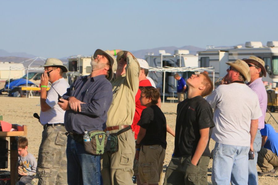 Rocketeers watching a launch.